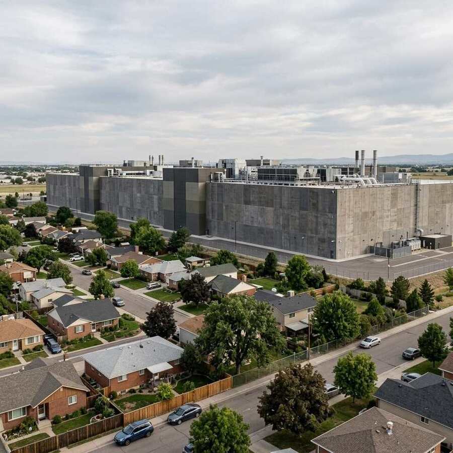 A neighborhood beside a data center