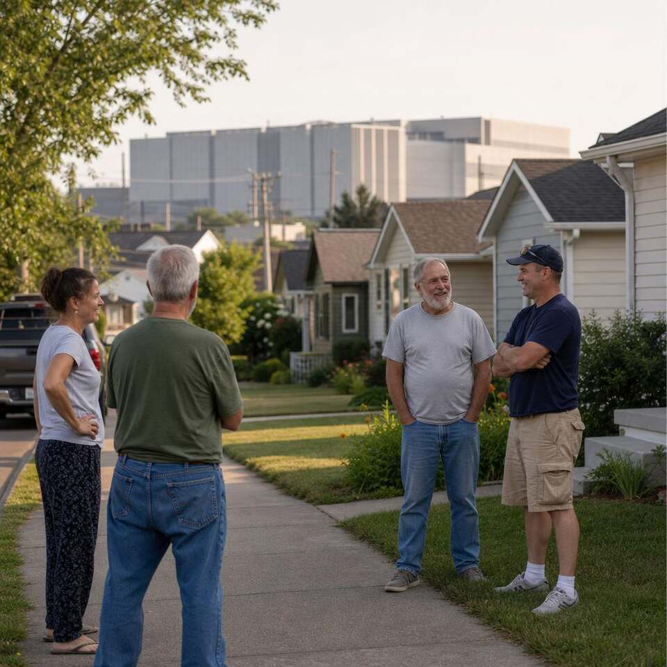 Neighbors and their homes in a community near a data center